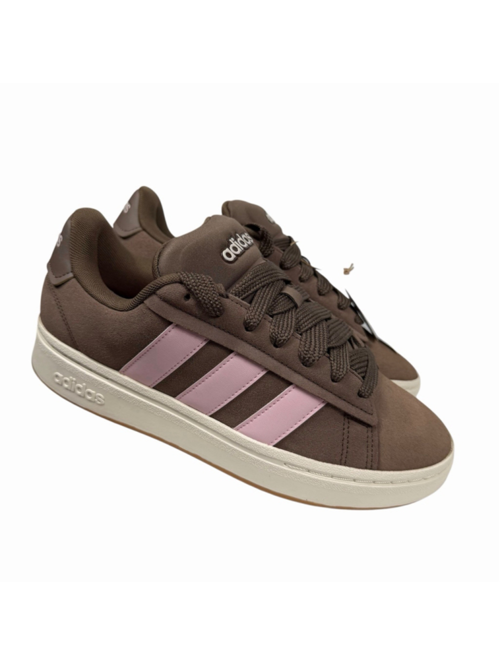 adidas Grand Court Alpha Brown with Pink Stripes Skater Shoe Women's Size. 8.5 - Picture 2 of 8